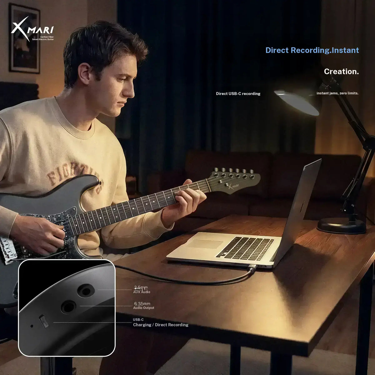 Xmari Smart Electric Guitar with DSP Effects & USB‑C OTG Recording