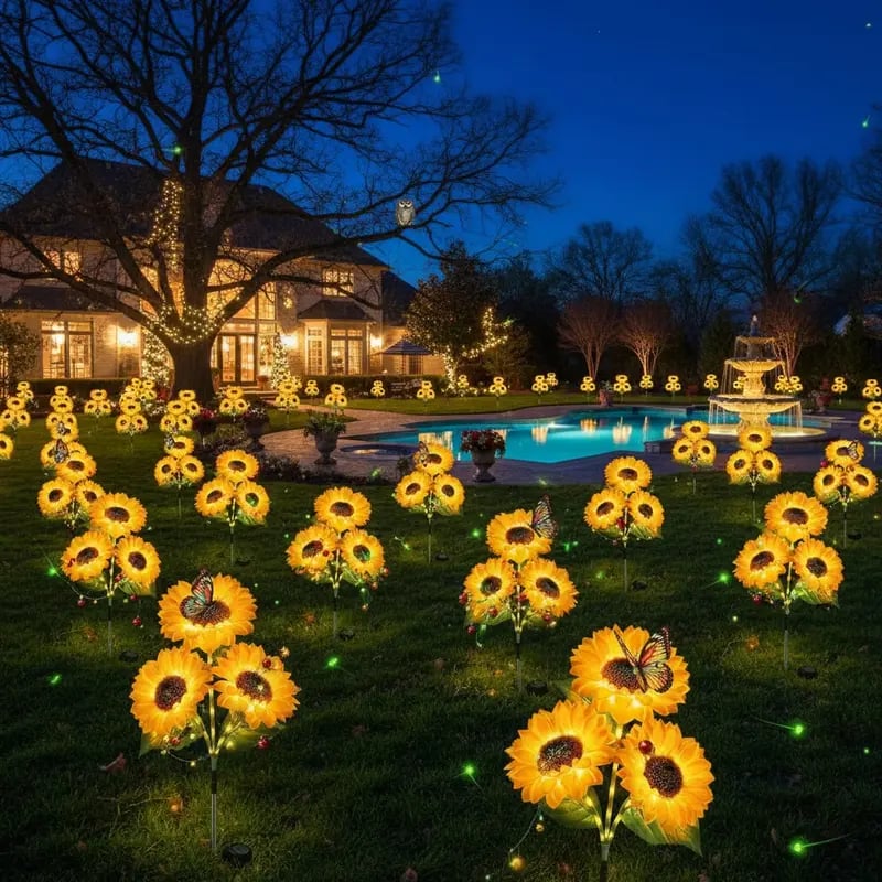 🌻 65K+ SOLD! 2026 UPGRADED Solar Sunflowers – Hyper-Realistic Petals, Stunning Shadow Projections & Dusk-to-Dawn Garden Mag