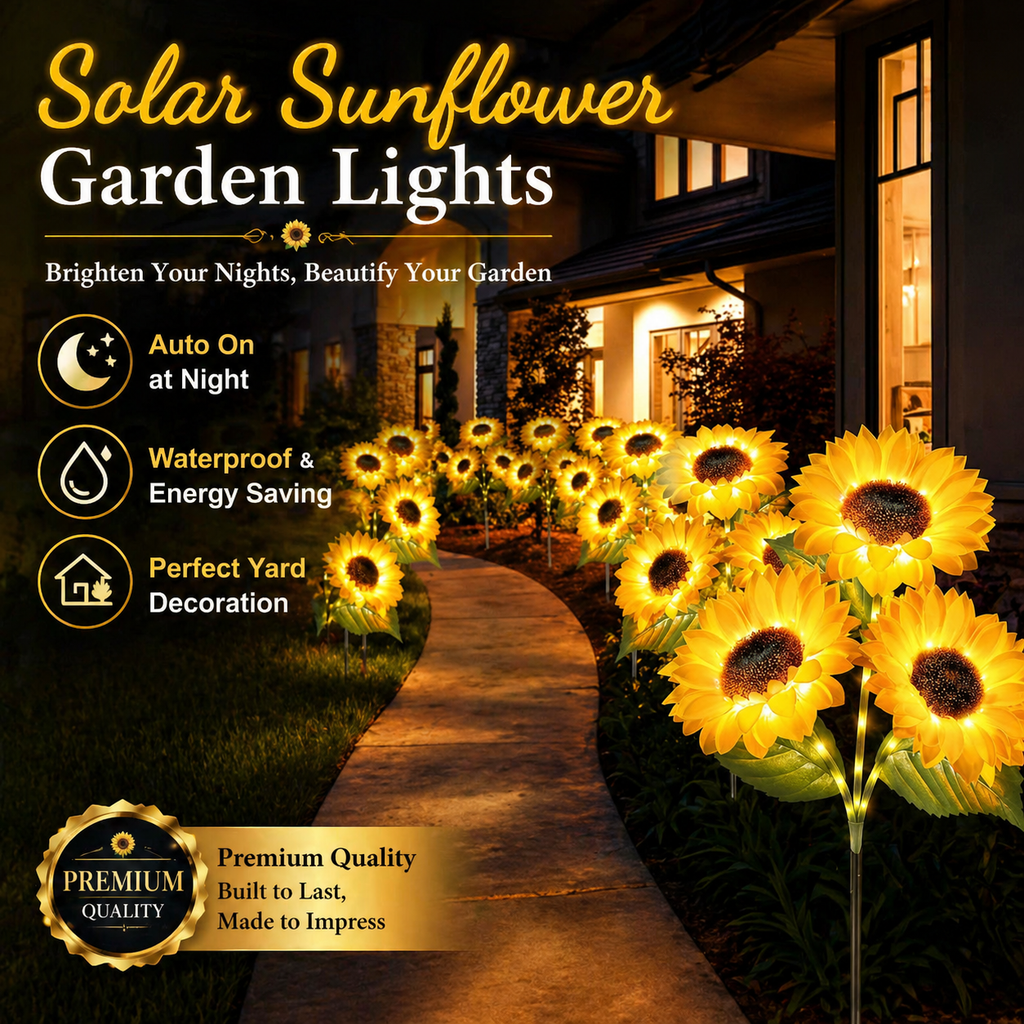 🌻 65K+ SOLD! 2026 UPGRADED Solar Sunflowers – Hyper-Realistic Petals, Stunning Shadow Projections & Dusk-to-Dawn Garden Mag
