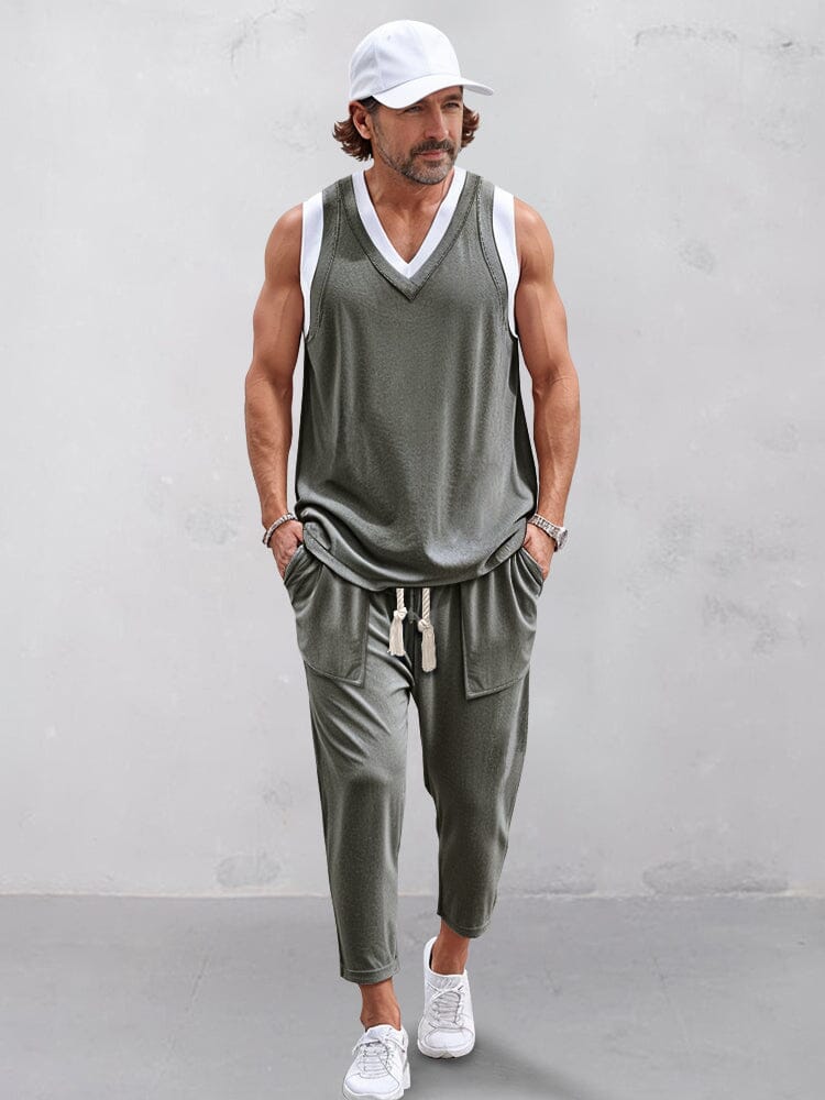 Gefälschter zweiteiliger Tanktop- und Hosenanzug