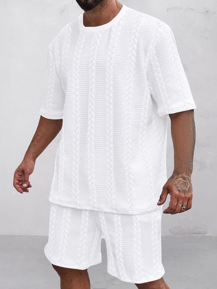 Freizeit Jacquard T-Shirt-Shorts-Set