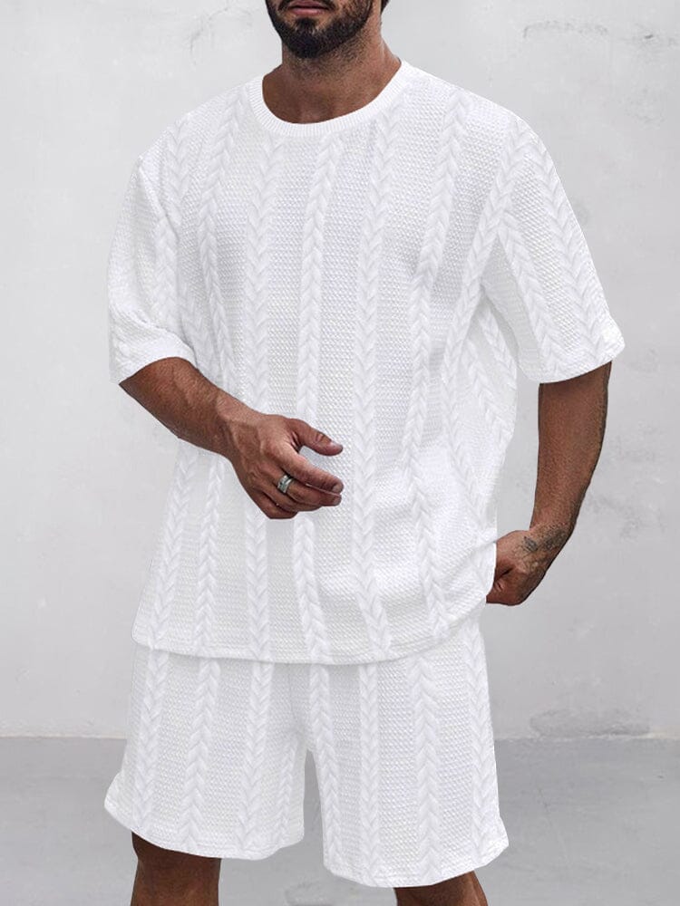 Freizeit Jacquard T-Shirt-Shorts-Set