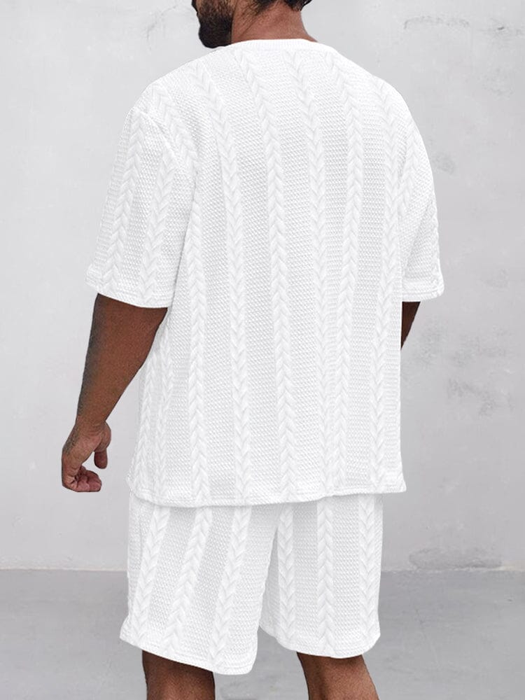 Freizeit Jacquard T-Shirt-Shorts-Set