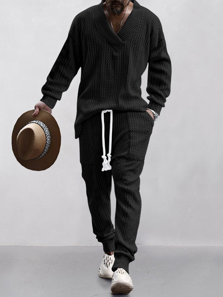 Athleisure-Jacquard-Set mit Zopfmuster