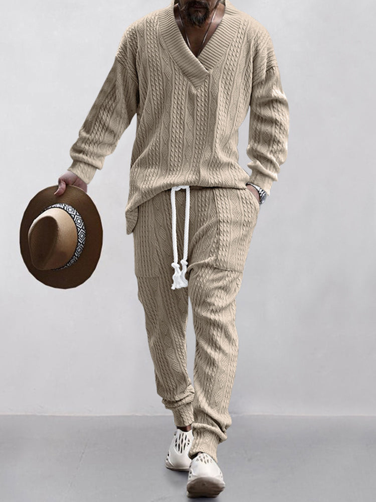 Athleisure-Jacquard-Set mit Zopfmuster