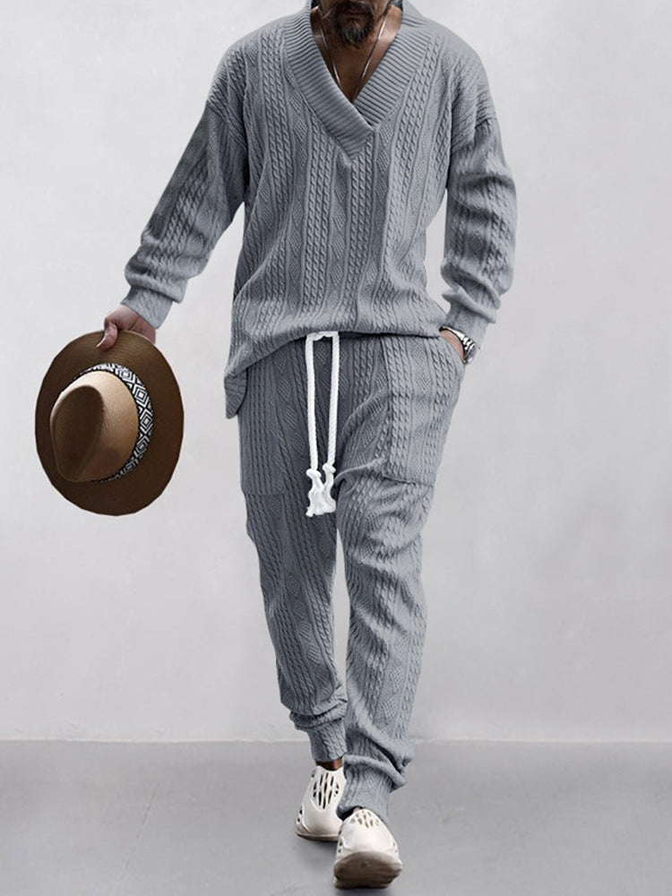 Athleisure-Jacquard-Set mit Zopfmuster