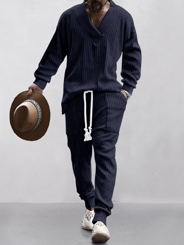 Athleisure-Jacquard-Set mit Zopfmuster