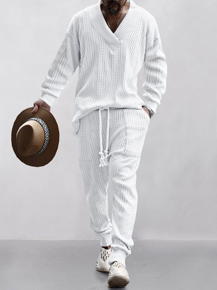 Athleisure-Jacquard-Set mit Zopfmuster