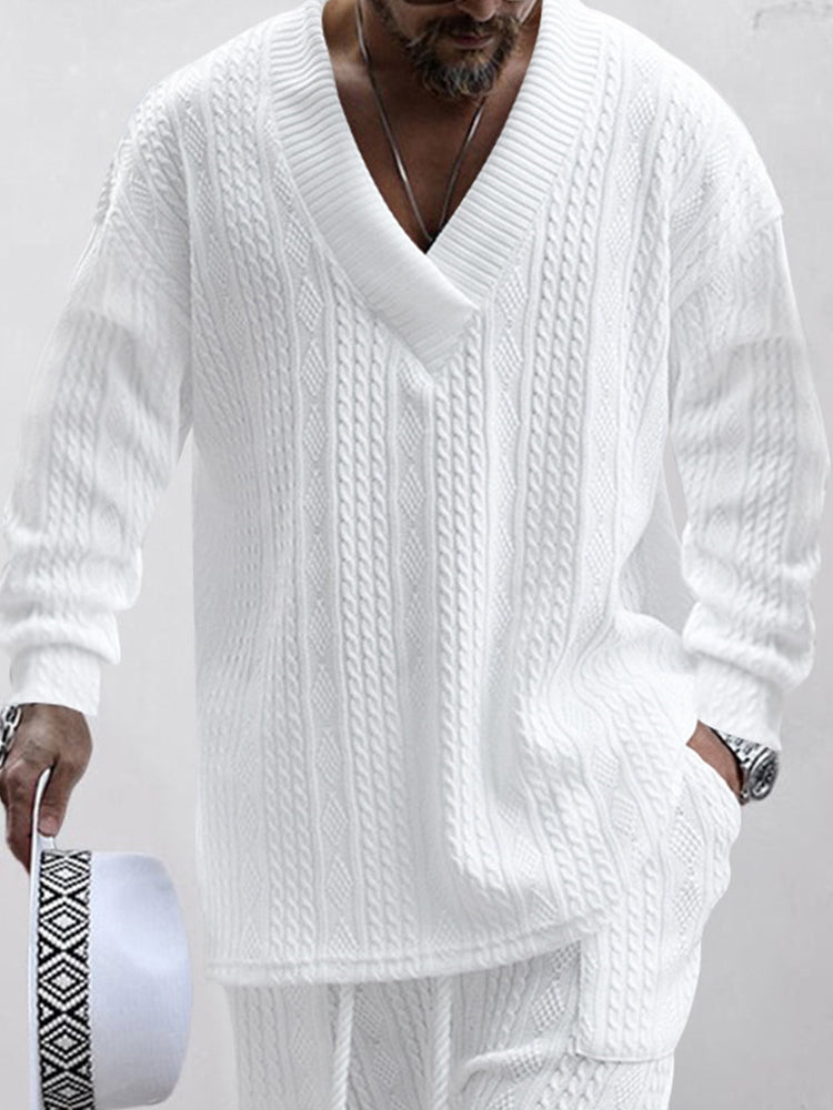 Athleisure-Jacquard-Set mit Zopfmuster