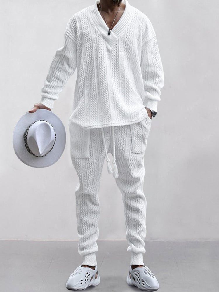 Athleisure-Jacquard-Set mit Zopfmuster