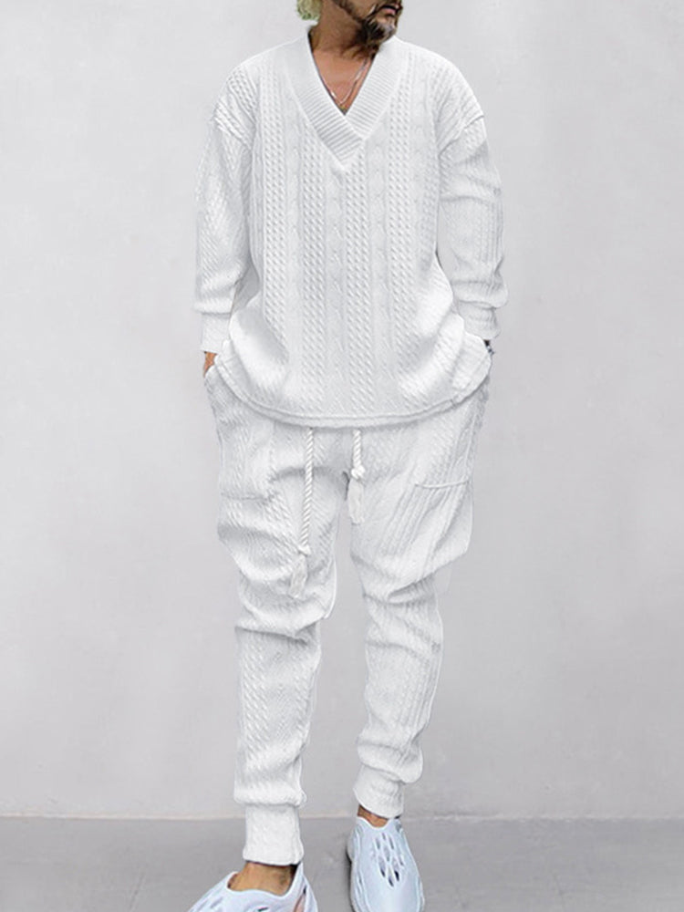 Athleisure-Jacquard-Set mit Zopfmuster
