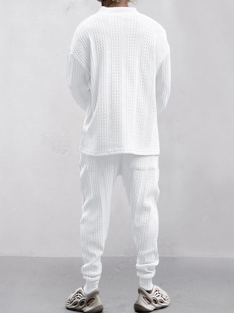Athleisure-Jacquard-Set mit Zopfmuster