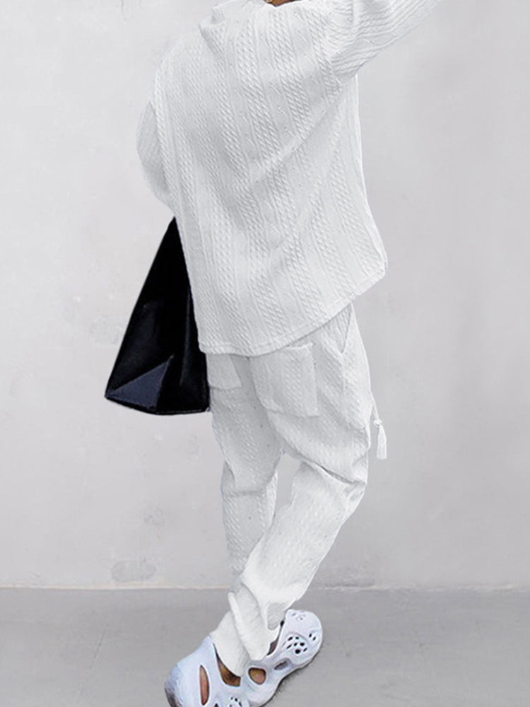 Athleisure-Jacquard-Set mit Zopfmuster