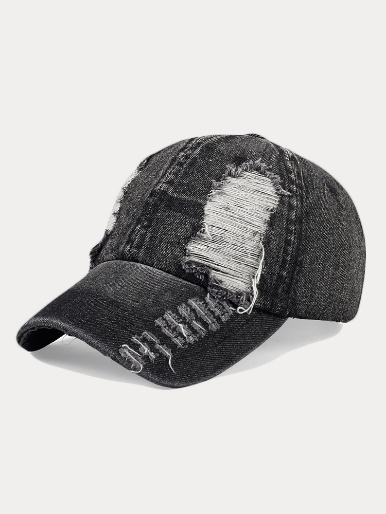 Modische Kappe aus zerrissenem Denim