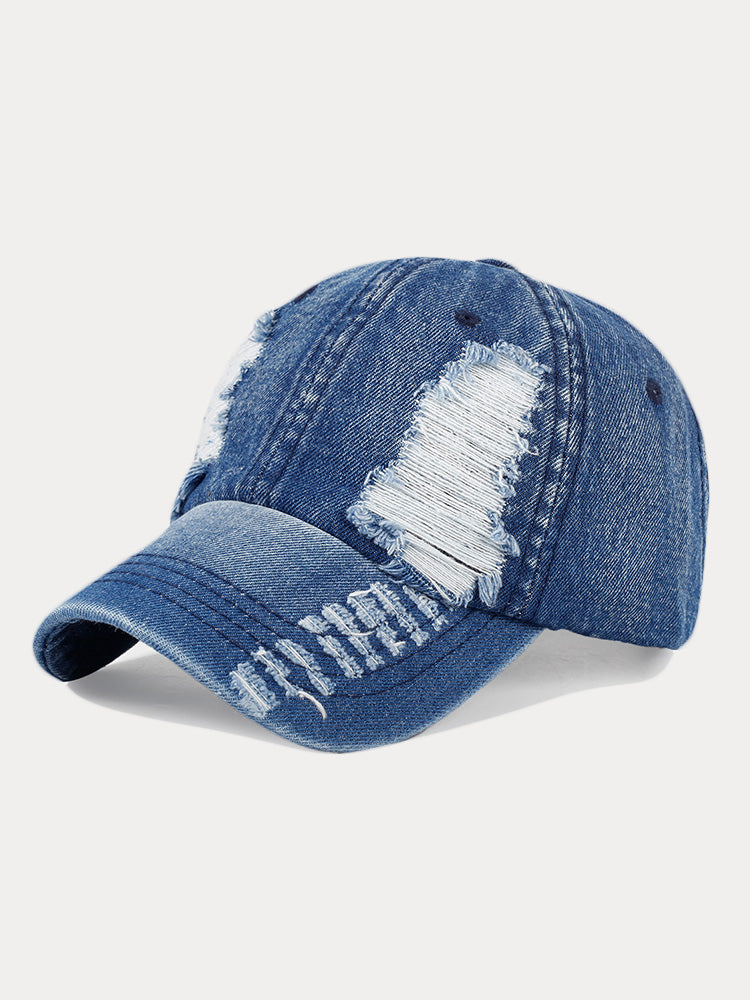 Modische Kappe aus zerrissenem Denim