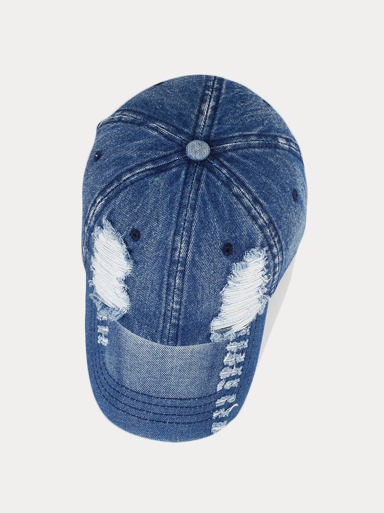 Modische Kappe aus zerrissenem Denim