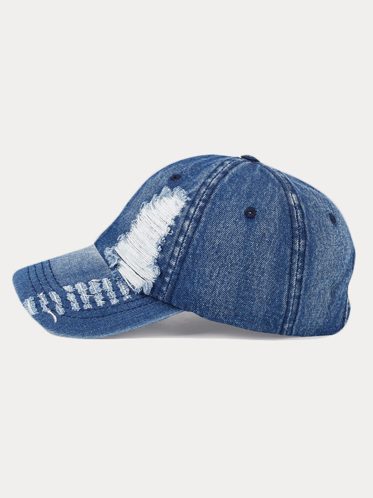 Modische Kappe aus zerrissenem Denim