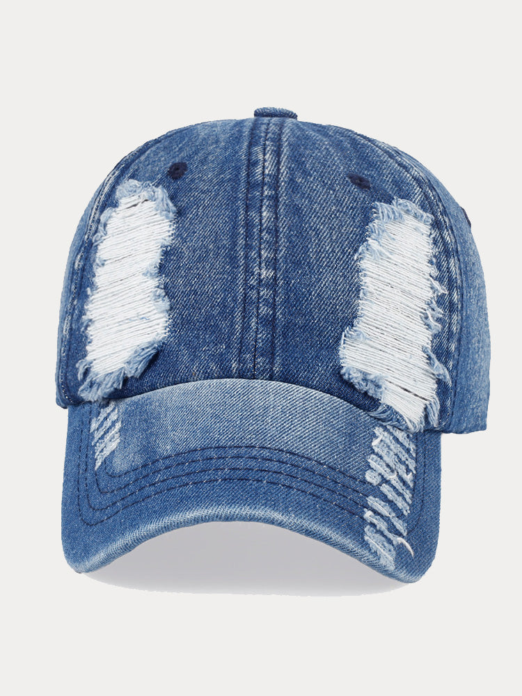 Modische Kappe aus zerrissenem Denim