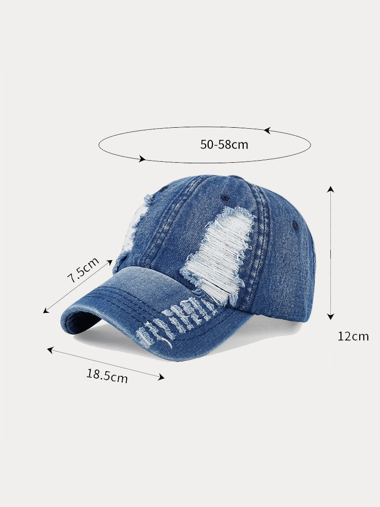 Modische Kappe aus zerrissenem Denim