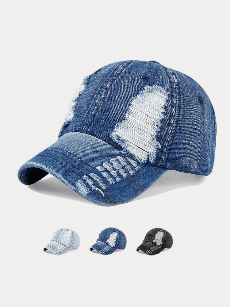 Modische Kappe aus zerrissenem Denim