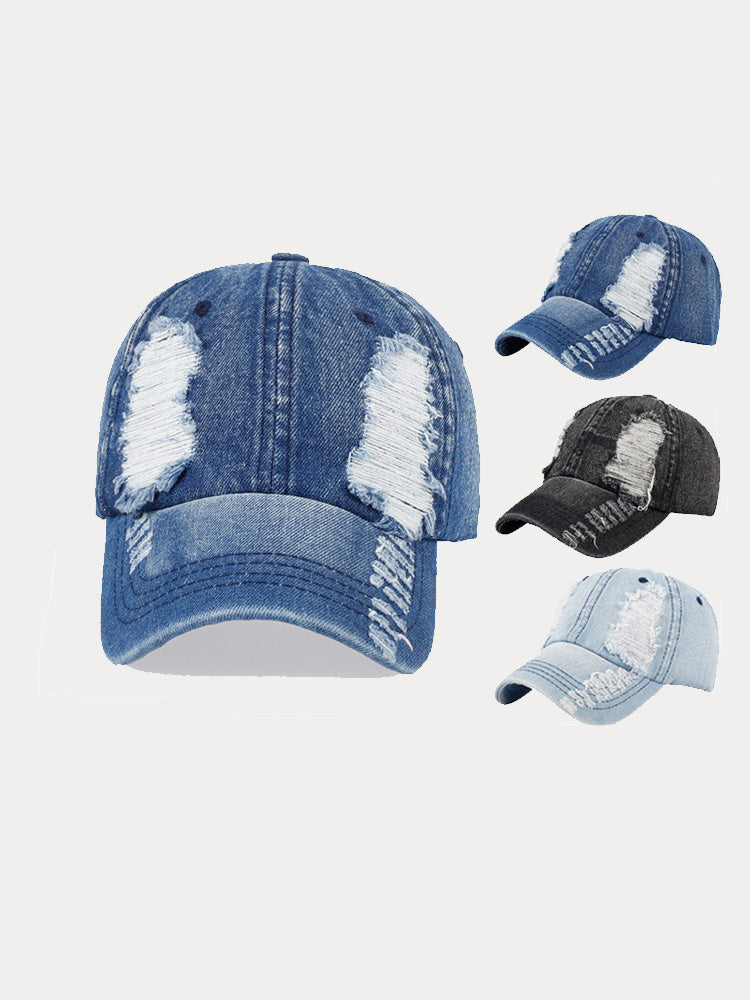 Modische Kappe aus zerrissenem Denim