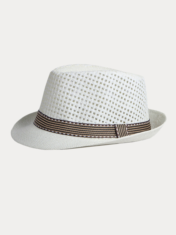Eleganter Fedora aus geflochtenem Stroh