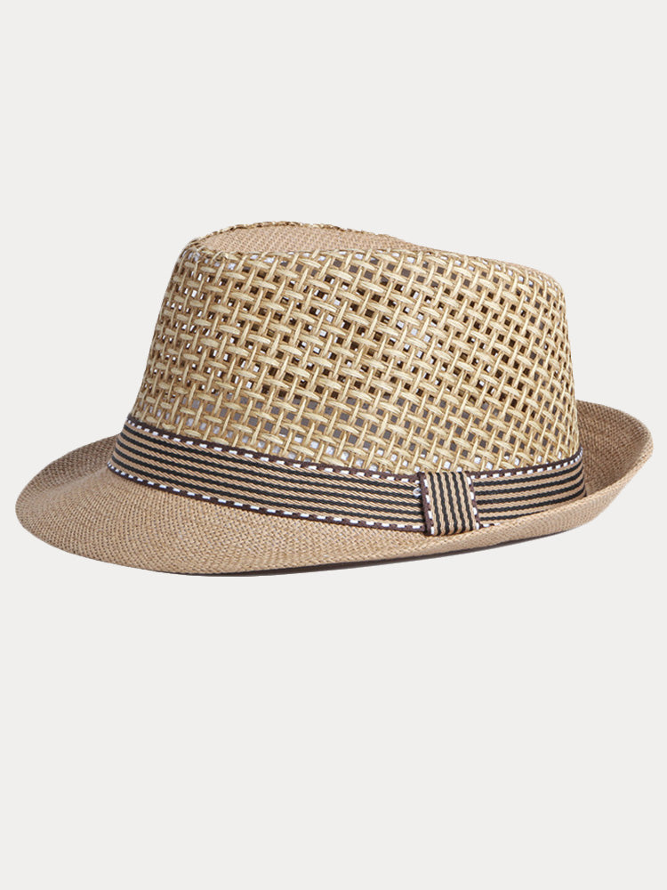 Eleganter Fedora aus geflochtenem Stroh