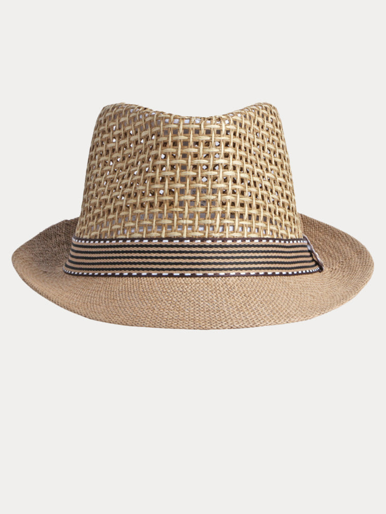 Eleganter Fedora aus geflochtenem Stroh