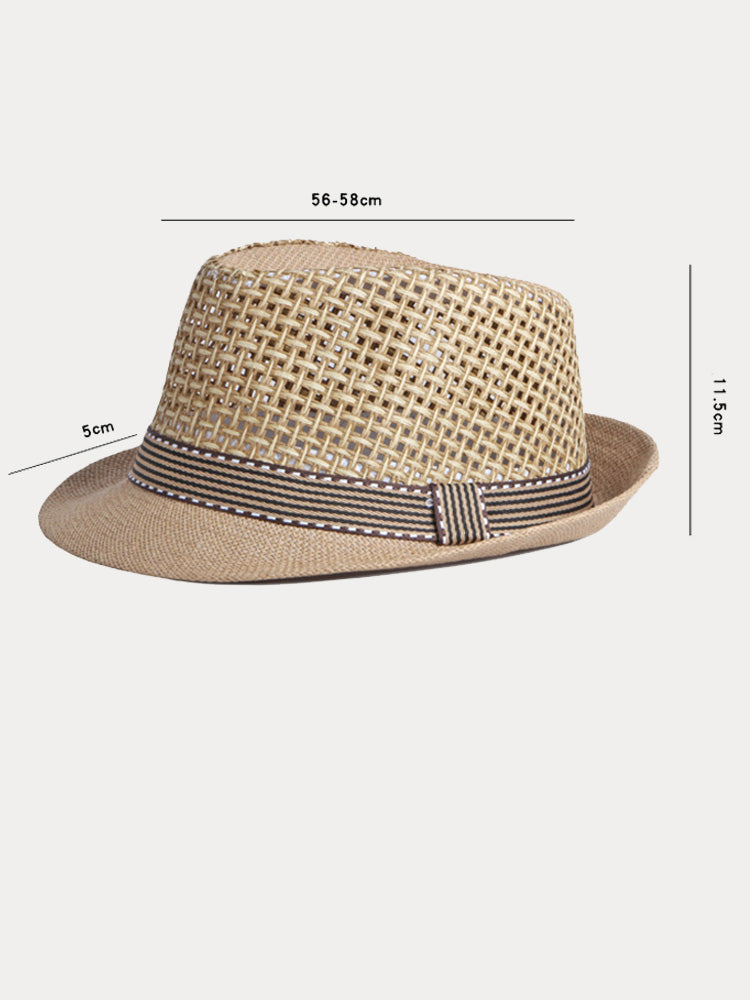 Eleganter Fedora aus geflochtenem Stroh