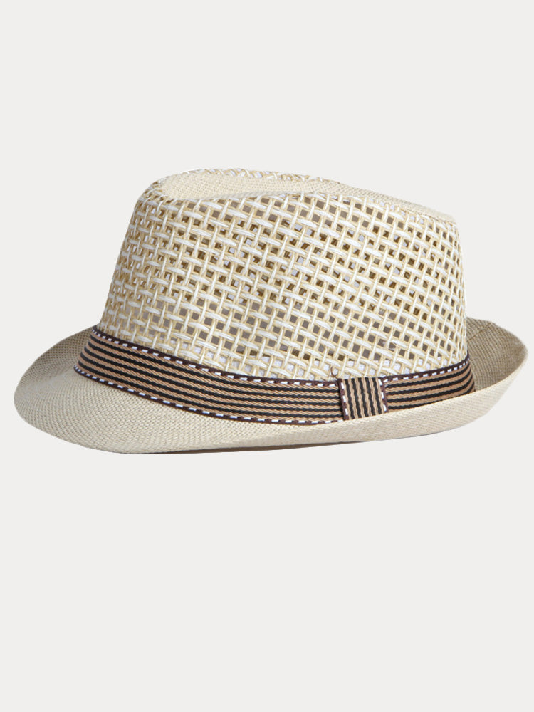 Eleganter Fedora aus geflochtenem Stroh