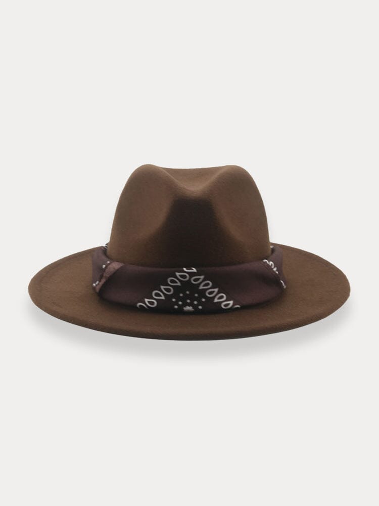 Flachkrempiger Fedora Hut mit Halstuch