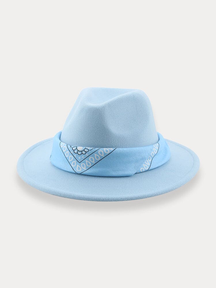 Flachkrempiger Fedora Hut mit Halstuch