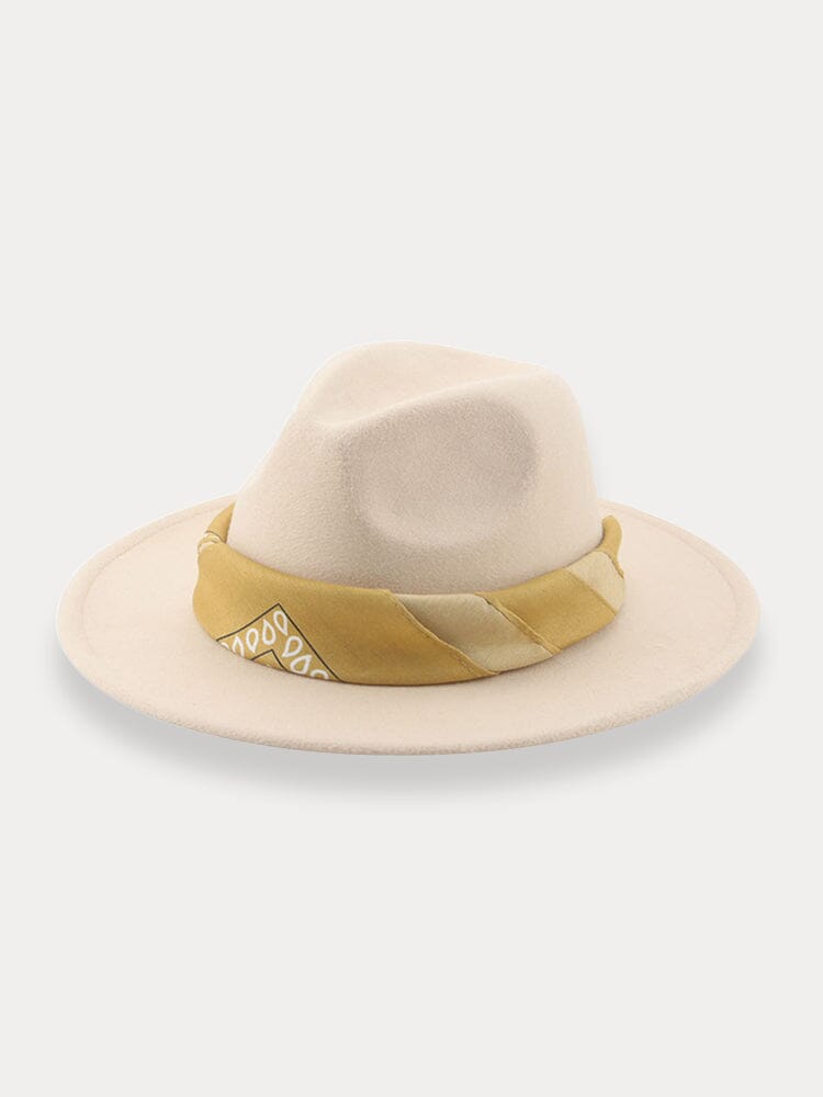 Flachkrempiger Fedora Hut mit Halstuch