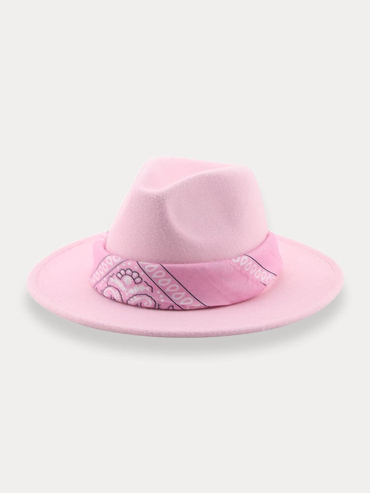 Flachkrempiger Fedora Hut mit Halstuch