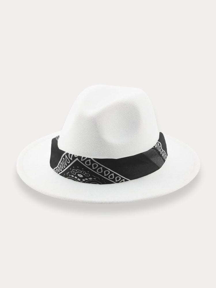 Flachkrempiger Fedora Hut mit Halstuch