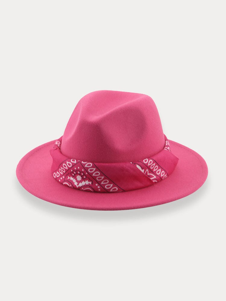 Flachkrempiger Fedora Hut mit Halstuch