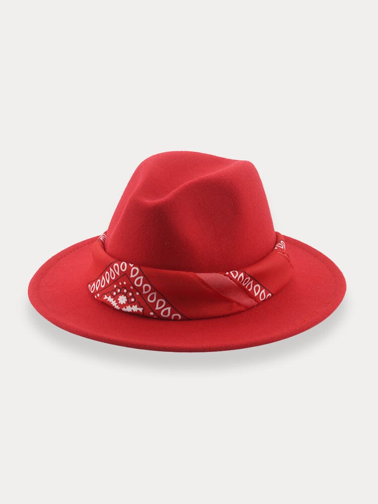 Flachkrempiger Fedora Hut mit Halstuch