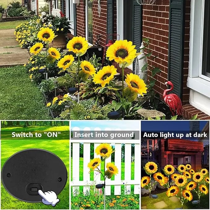 🌻 65K+ SOLD! 2026 UPGRADED Solar Sunflowers – Hyper-Realistic Petals, Stunning Shadow Projections & Dusk-to-Dawn Garden Mag